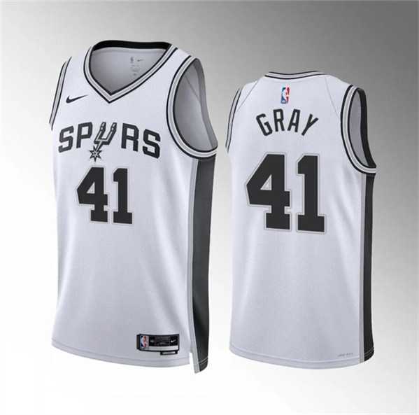 Men%27s San Antonio Spurs #41 Raiquan Gray White Association Edition Stitched Basketball Jersey Dzhi